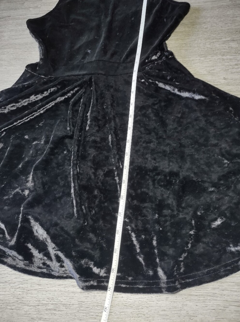 Revamped Black Crushed Velvet Mock Neck Skater Romper Dress - Picture 12 of 12